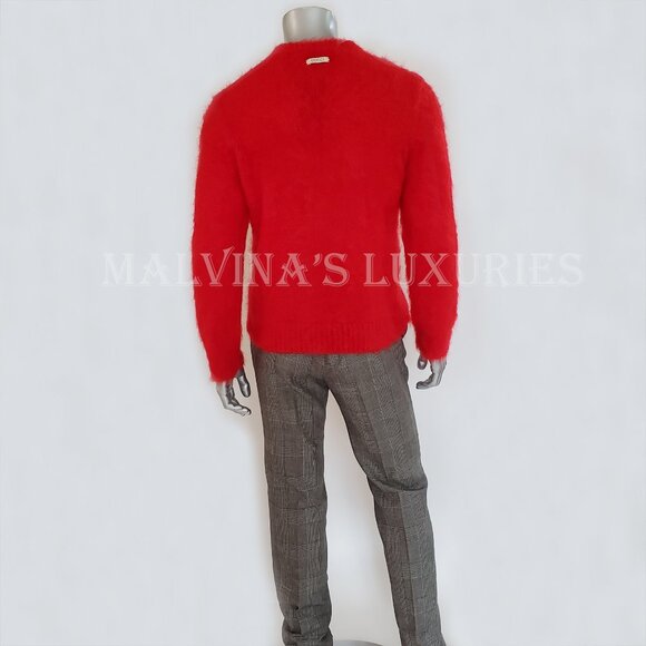GUCCI MENS SWEATER RED MOHAIR KNIT WOOL V-NECKLINE TOP sz M / MEDIUM - Picture 8 of 16